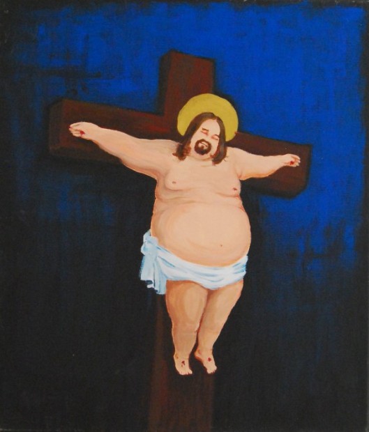 Image result for fat jesus on a cross